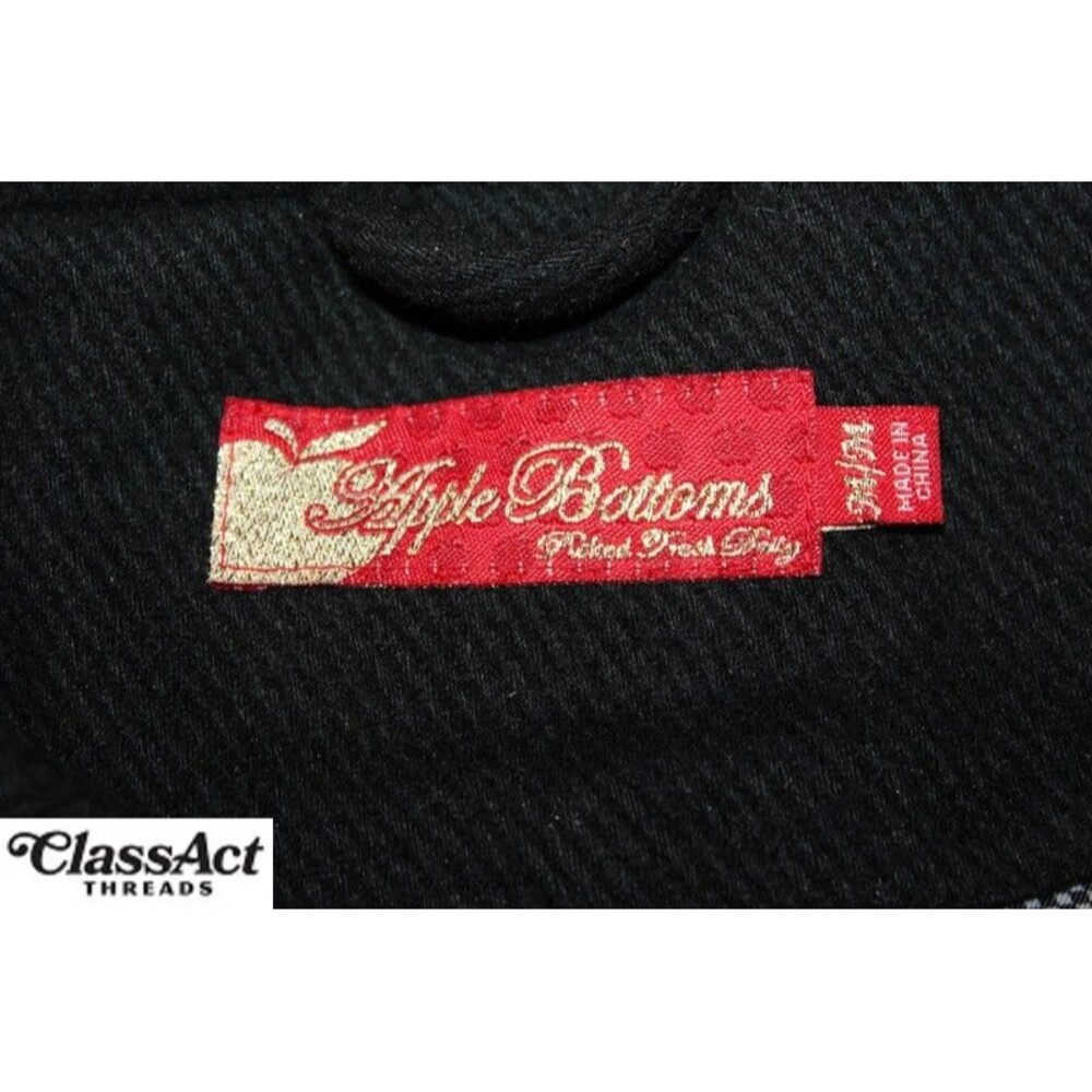 Apple Bottoms Wool Blend Black Jacket Gold Buttons Zip Up Sz M - Picture 5 of 5